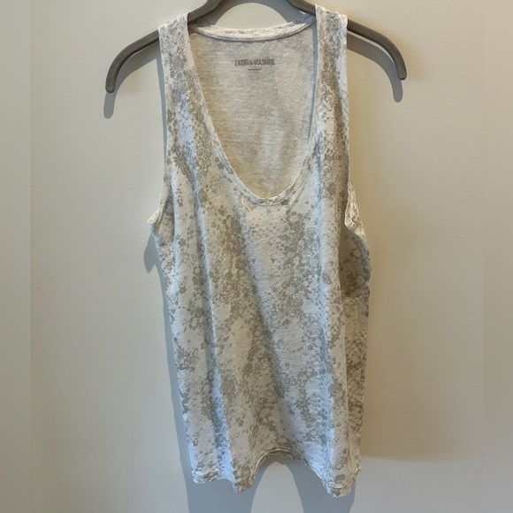 Zadig & Voltaire Linen Overdyed Wide Racerback Tank Top size small - Picture 1 of 6